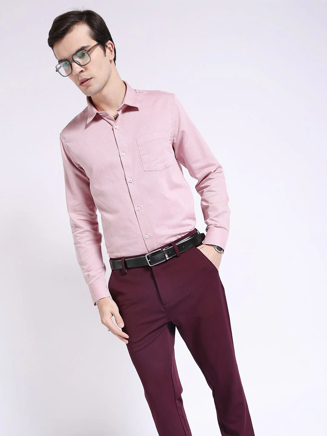 The Indian Garage Co. X Luxe Red & White Slim Fit Spread Collar Formal Shirt - Image 4