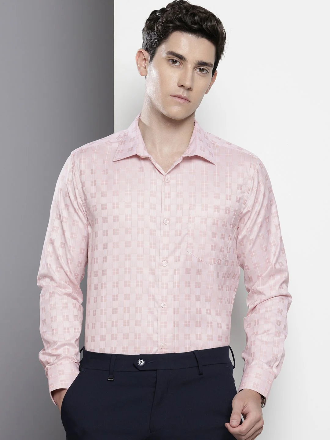 The Indian Garage Co. X Luxe Slim Fit Checked Formal Shirt - Image 5