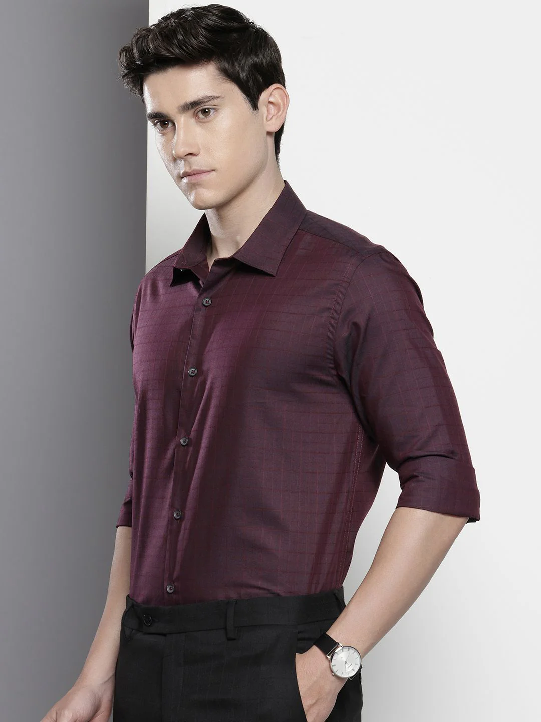 The Indian Garage Co. X Luxe Slim Fit Checked Formal Shirt - Image 5