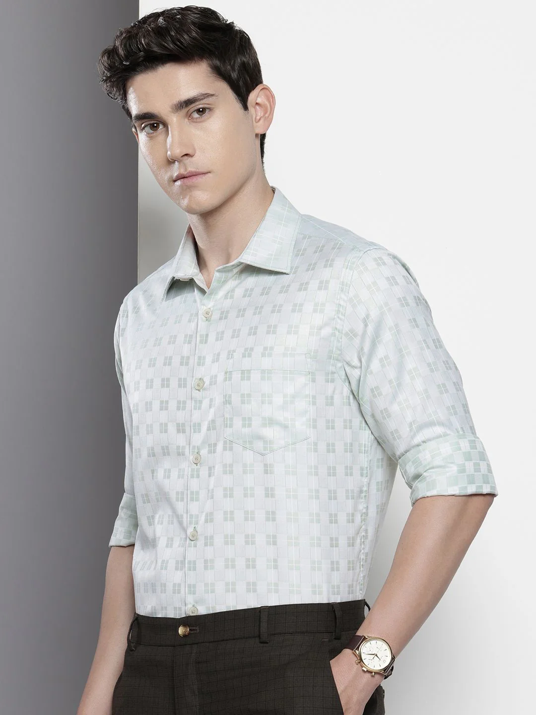 The Indian Garage Co. X Luxe Slim Fit Checked Formal Shirt - Image 5