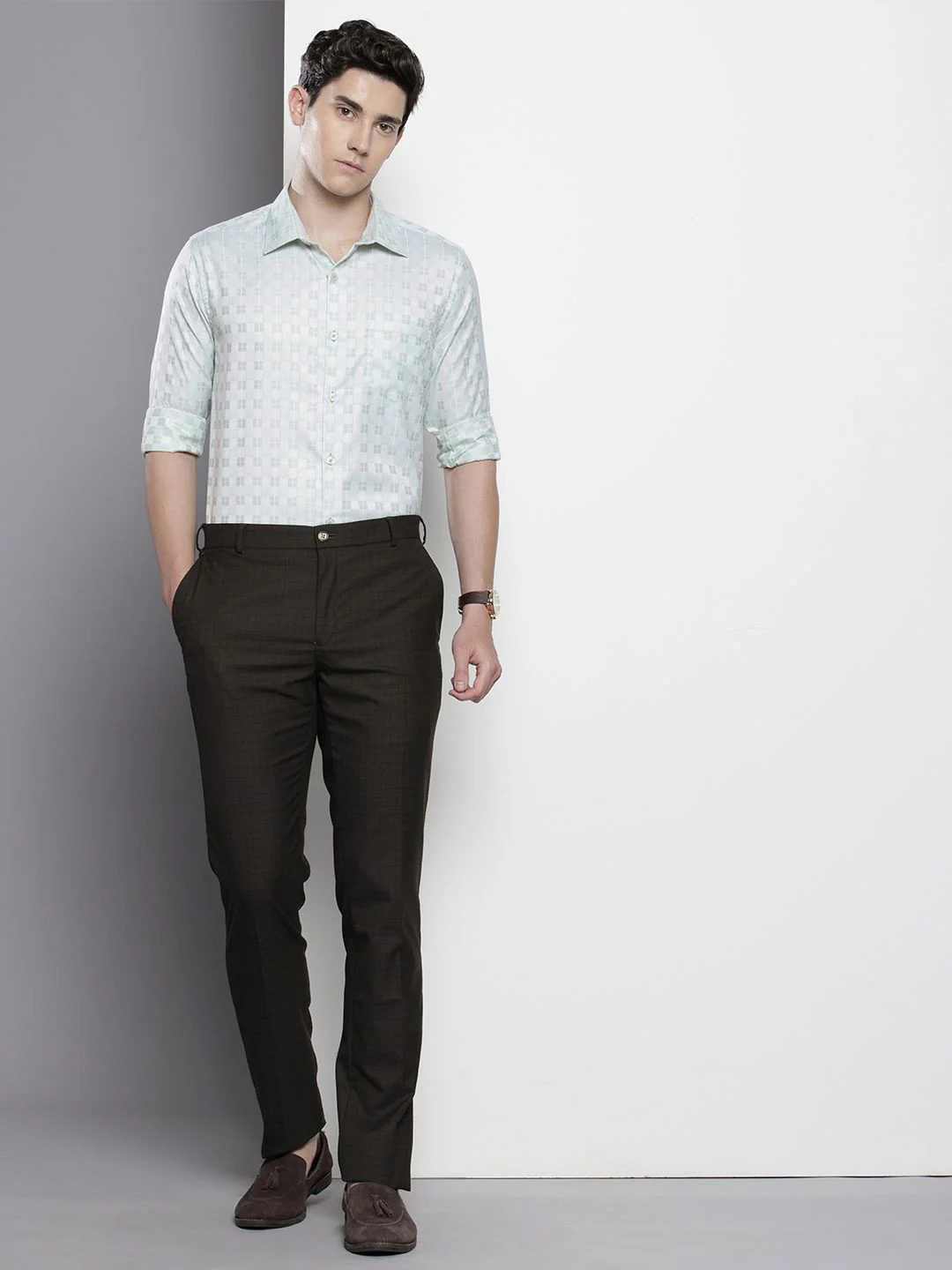 The Indian Garage Co. X Luxe Slim Fit Checked Formal Shirt - Image 6