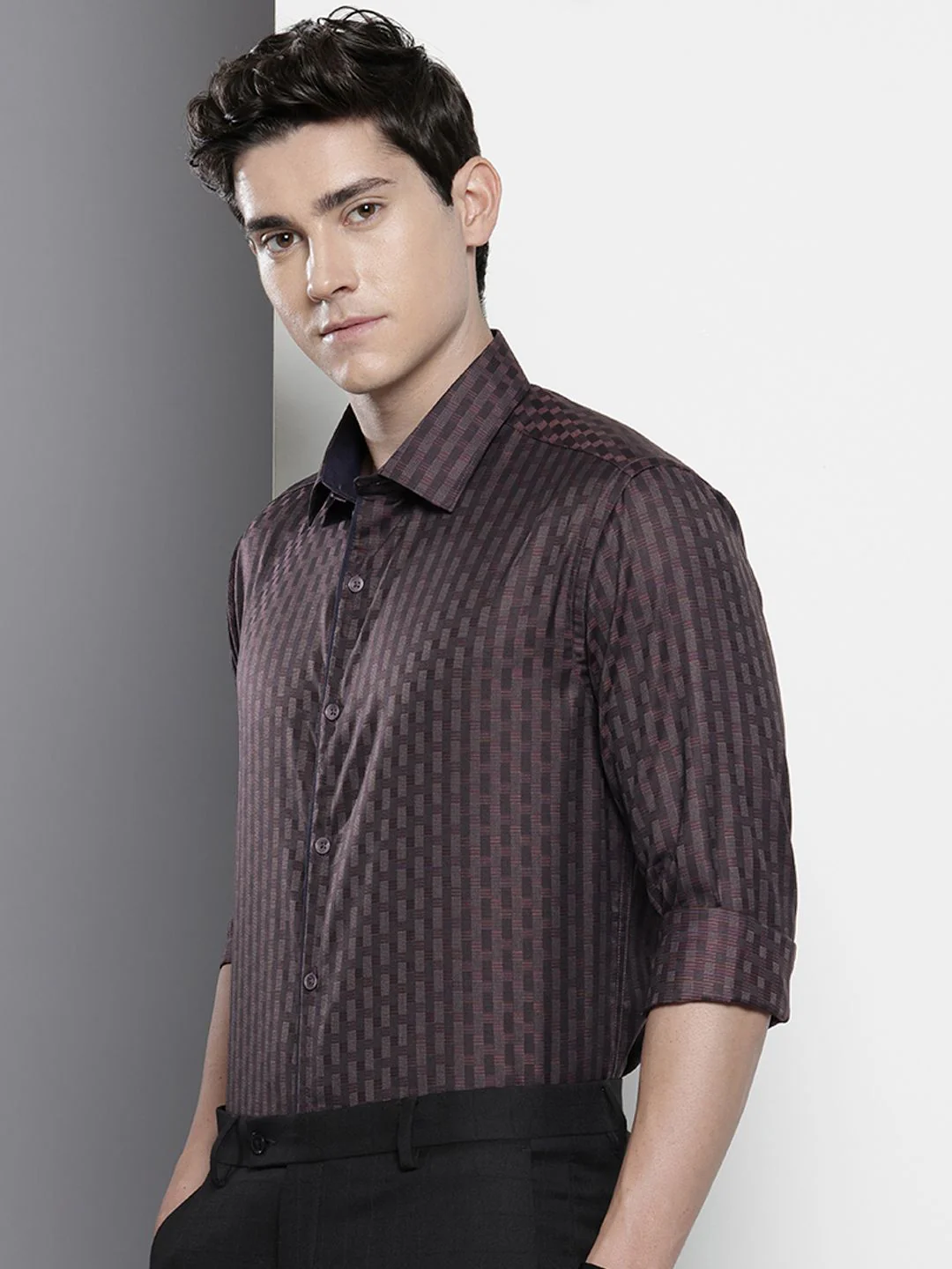 The Indian Garage Co. X Luxe Slim Fit Checked Formal Shirt - Image 5