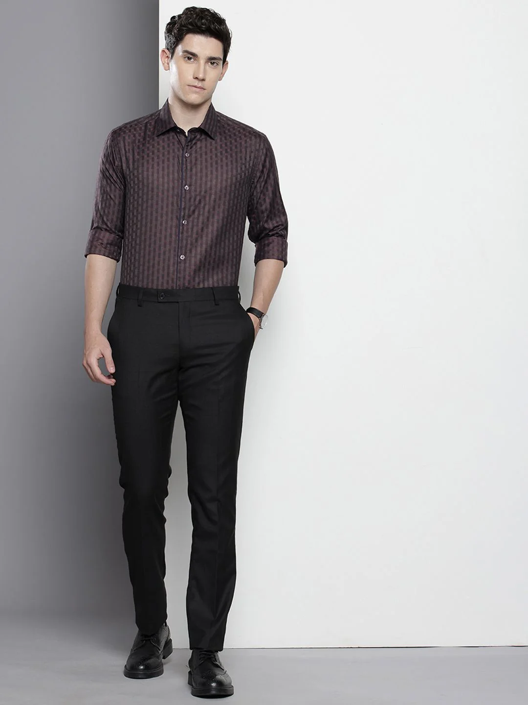 The Indian Garage Co. X Luxe Slim Fit Checked Formal Shirt - Image 6