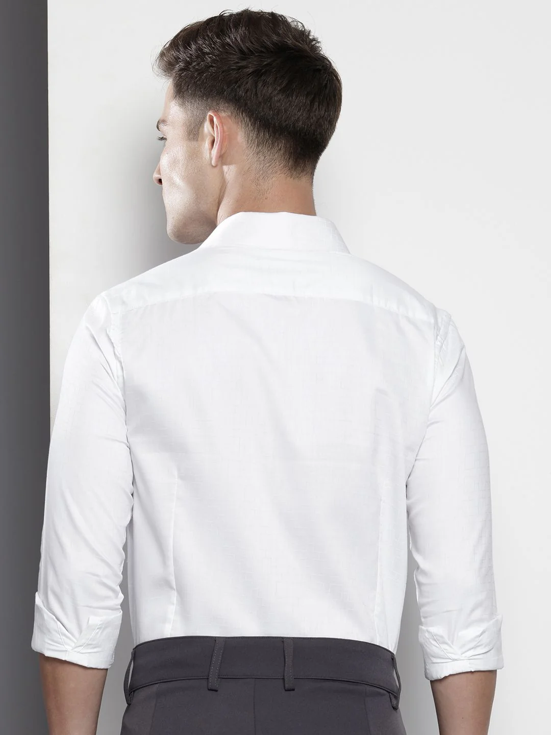 The Indian Garage Co. X Luxe Slim Fit Self Checked Formal Shirt - Image 4