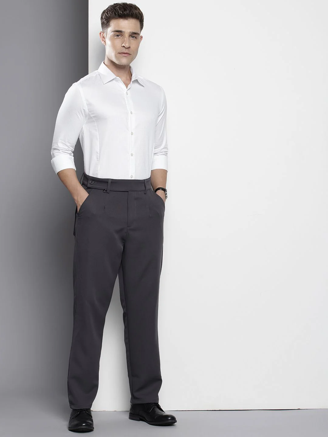The Indian Garage Co. X Luxe Slim Fit Self Checked Formal Shirt - Image 6