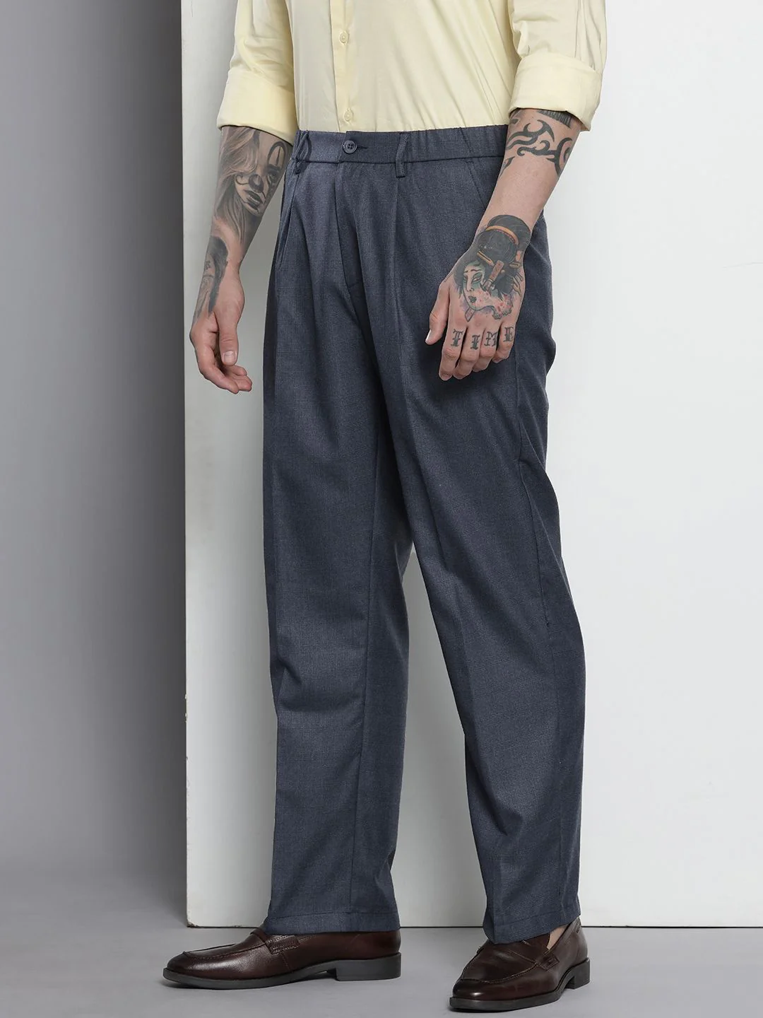 The Indian Garage Co. X Men Relaxed Straight Fit Textured Pleated Formal Trousers - Image 2