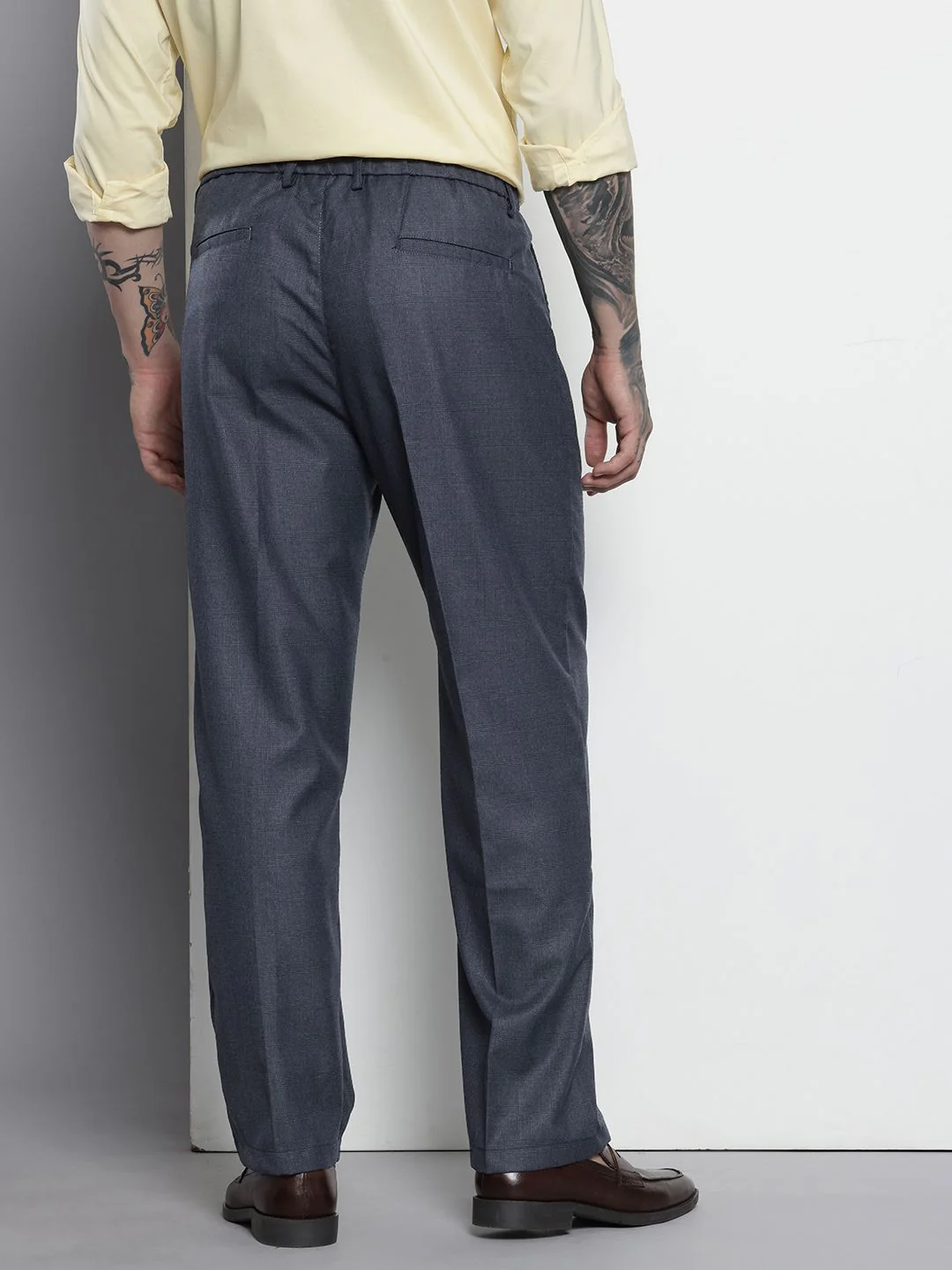 The Indian Garage Co. X Men Relaxed Straight Fit Textured Pleated Formal Trousers - Image 3