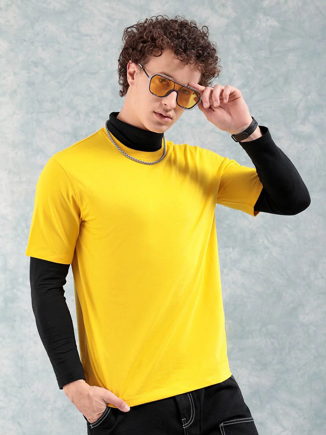 The Indian Garage Co Yellow Round Neck Short Sleeves Regular T-shirt