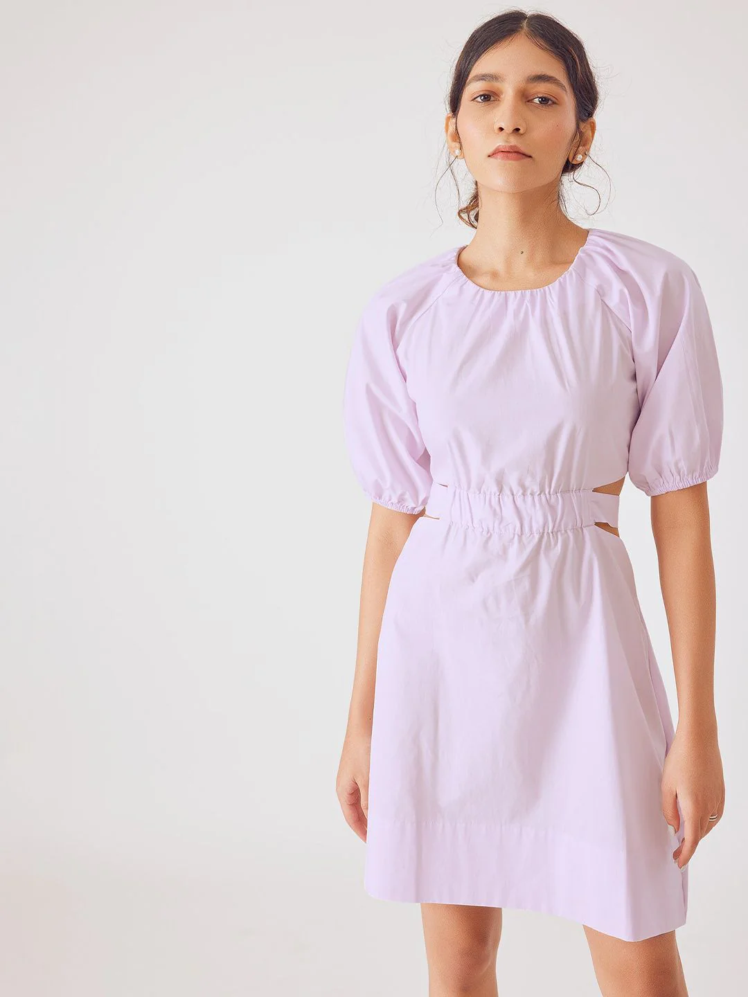 The Label Life Puff Sleeves Cut-Out Detail Dress