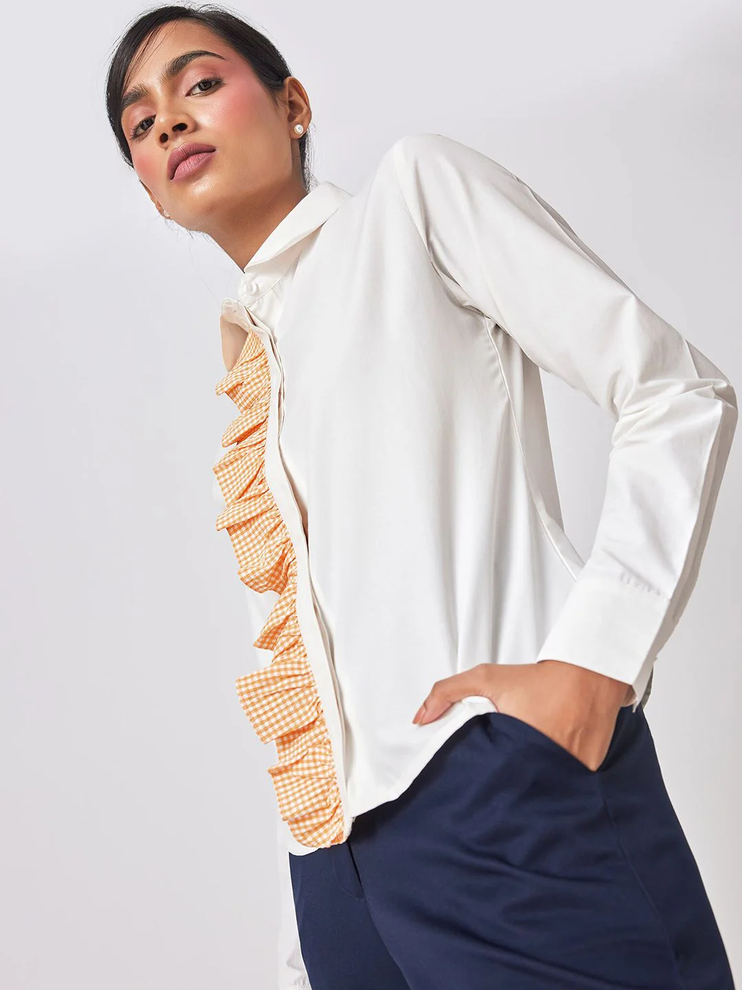 The Label Life White Comfort Ruffled Casual Shirt - Image 3