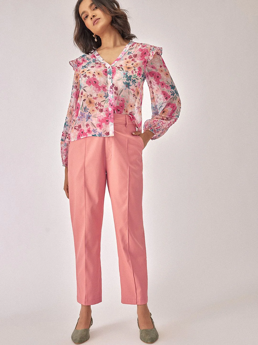 The Label Life Women Tapered Fit High-Rise Pleated Trousers - Image 4