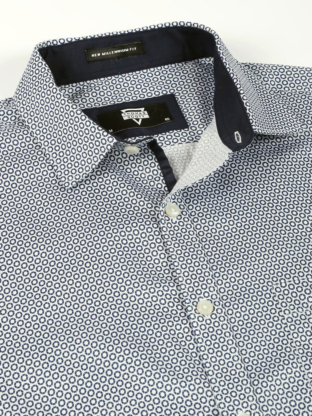 Thomas Scott Classic Slim Fit Micro Ditsy Printed Cotton Formal Shirt - Image 2