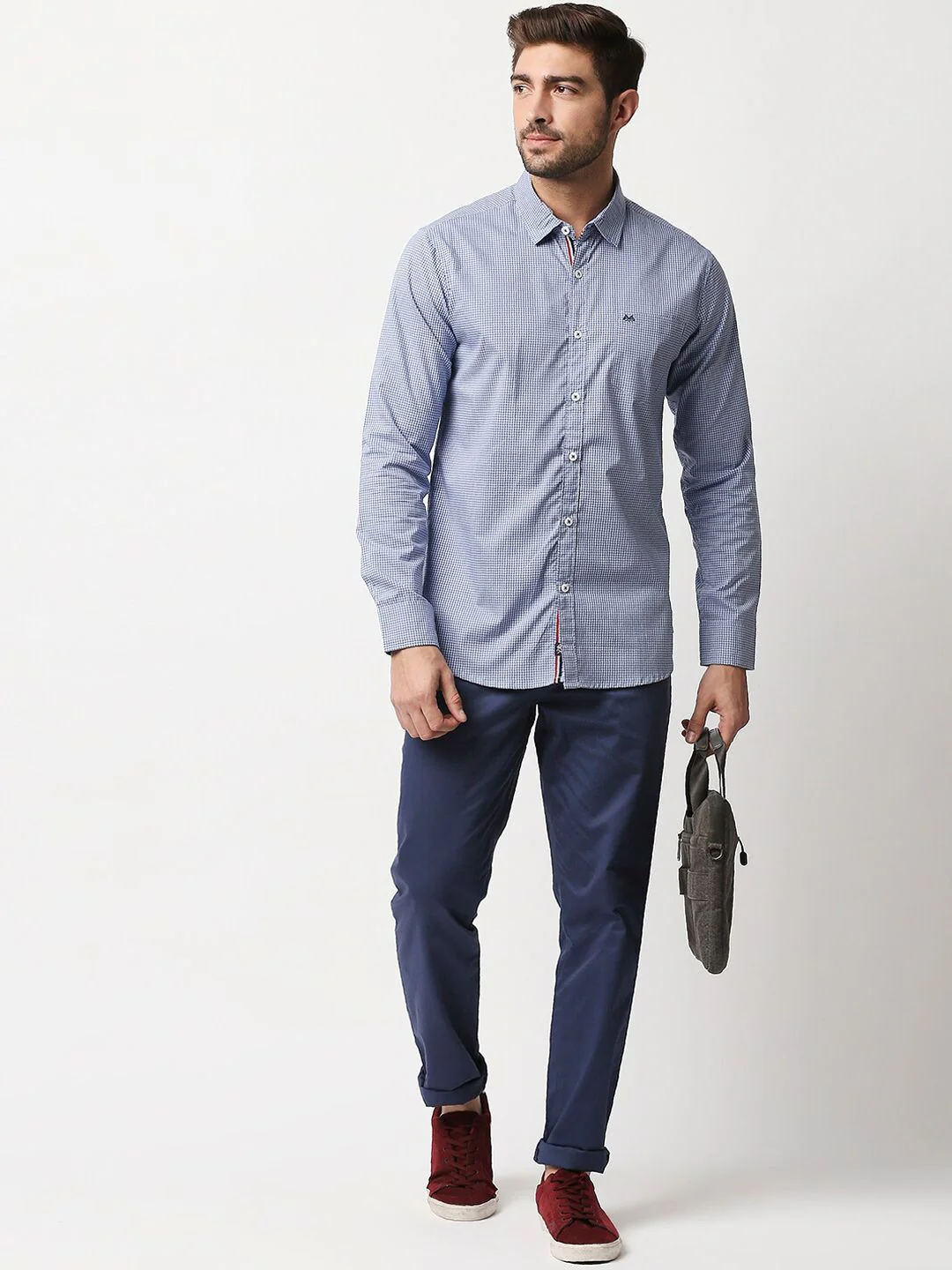 Thomas Scott Men Blue Easy Wash Smart New Millennium Fit Regular Chinos Trousers - Image 3