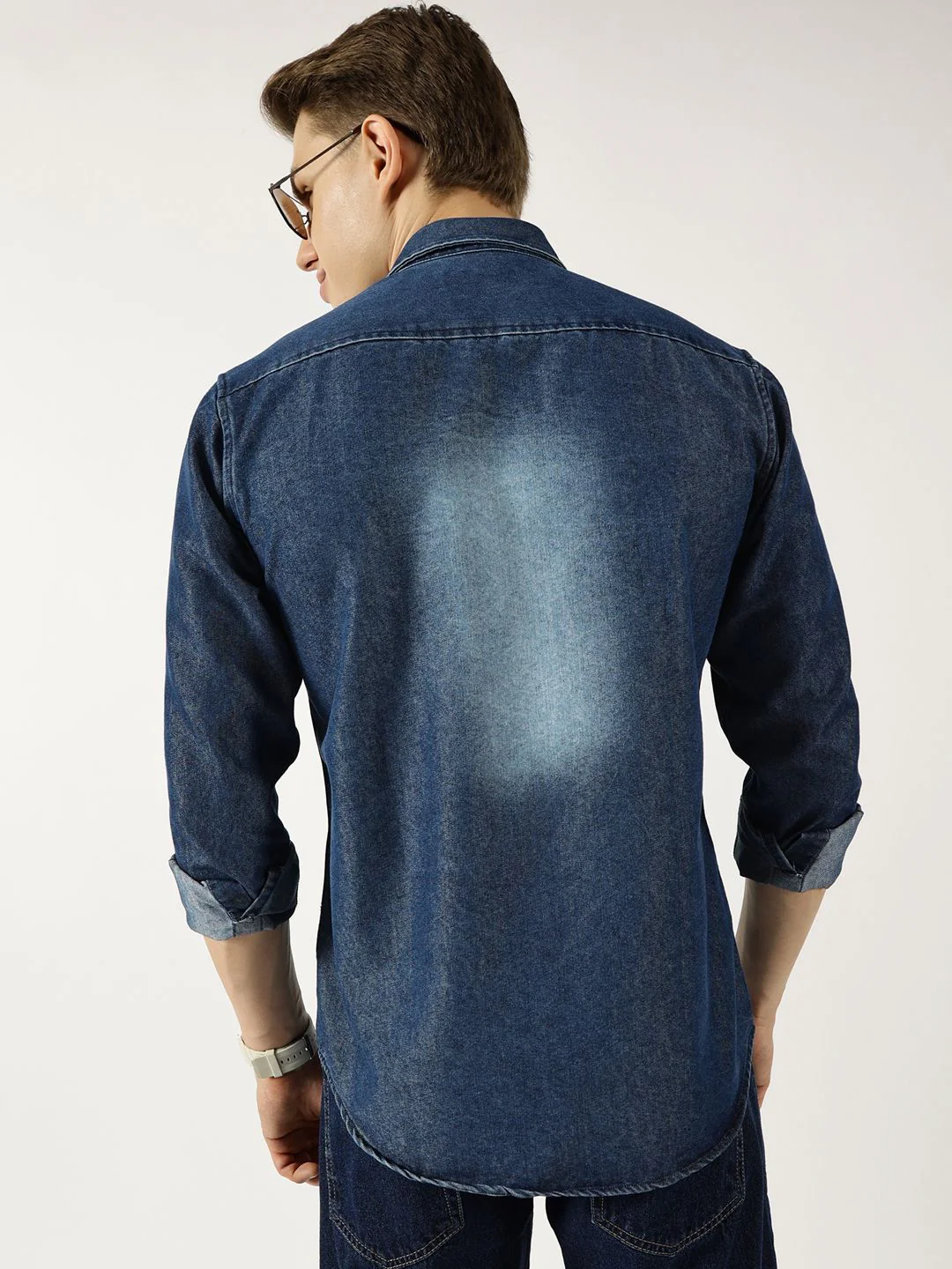 Thomas Scott Men Classic Spread Collar Faded Cotton Slim Fit Casual Shirt - Image 5