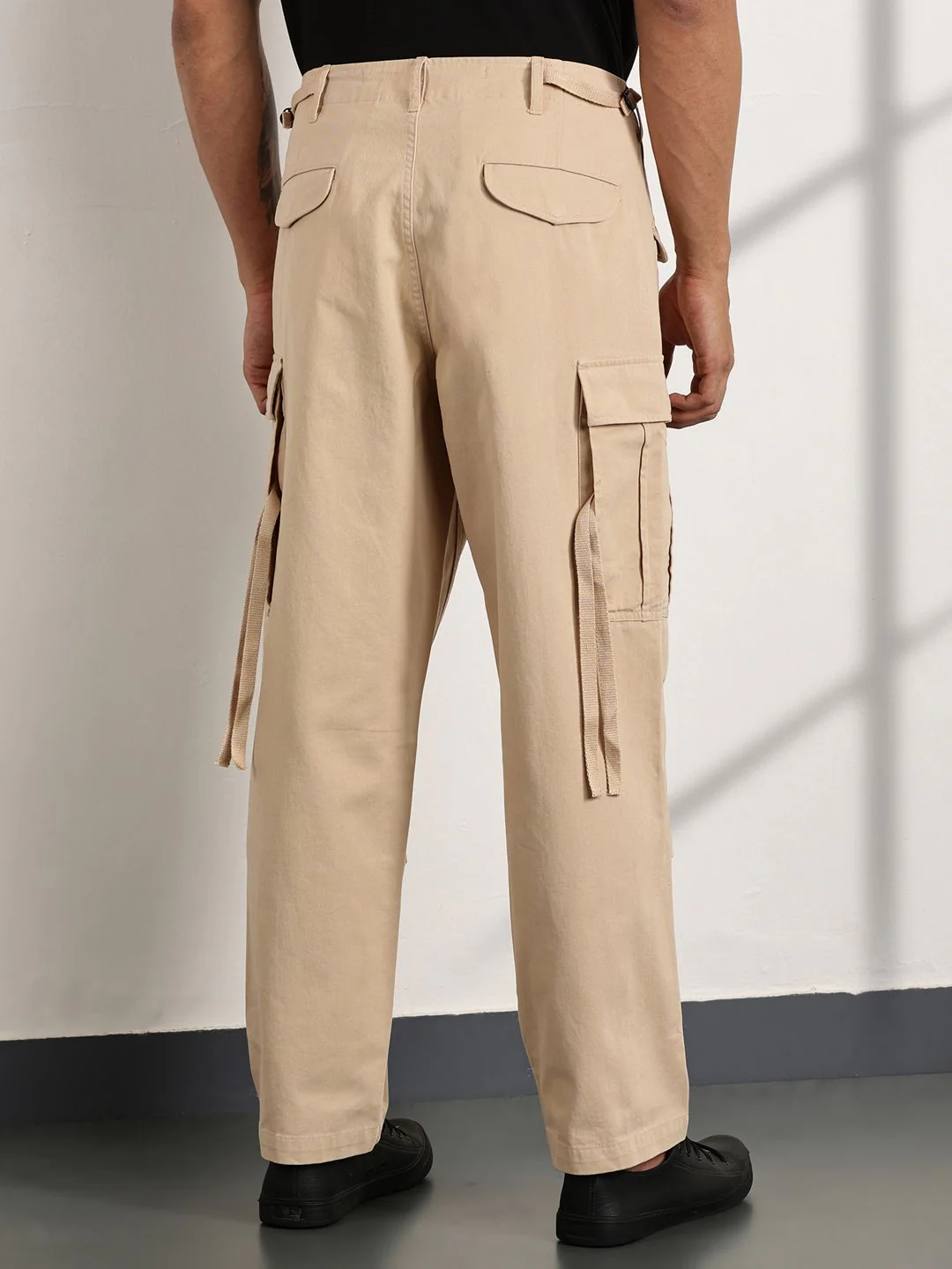 Thomas Scott Men Cricket Club Smart Loose Fit Cotton Cargos Trousers - Image 3