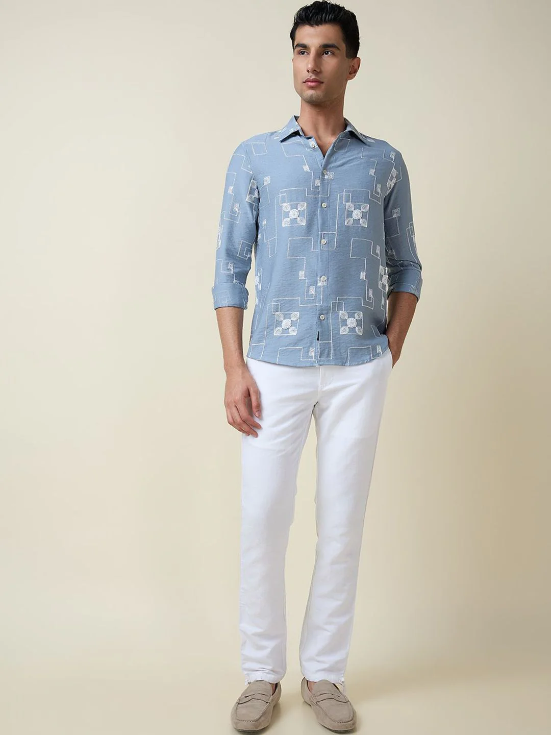 Thomas Scott Men Embroidered Regular Fit Casual Shirt - Image 4