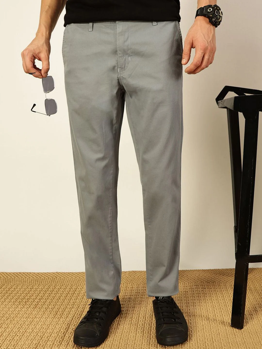 Thomas Scott Men Mid-Rise Smart Slim Fit Wrinkle Free Trousers - Image 5