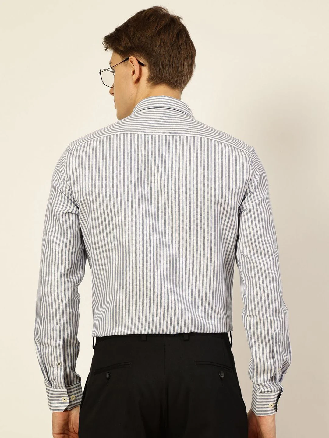 Thomas Scott Men Smart Cutaway Collar Pinstripes Striped Cotton Formal Shirt - Image 5