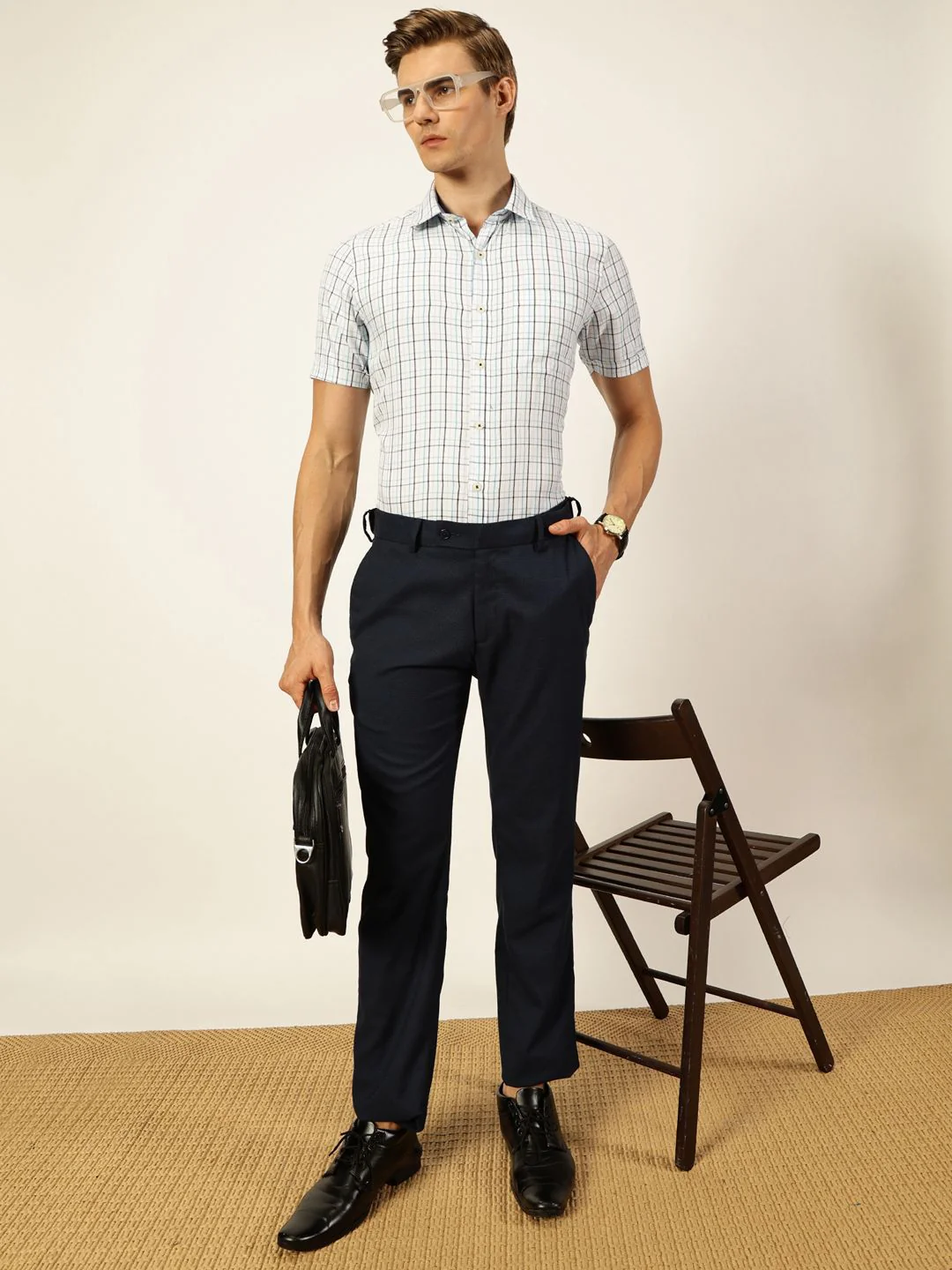 Thomas Scott Men Smart Cutaway Collar Tartan Checked Cotton Formal Shirt - Image 4