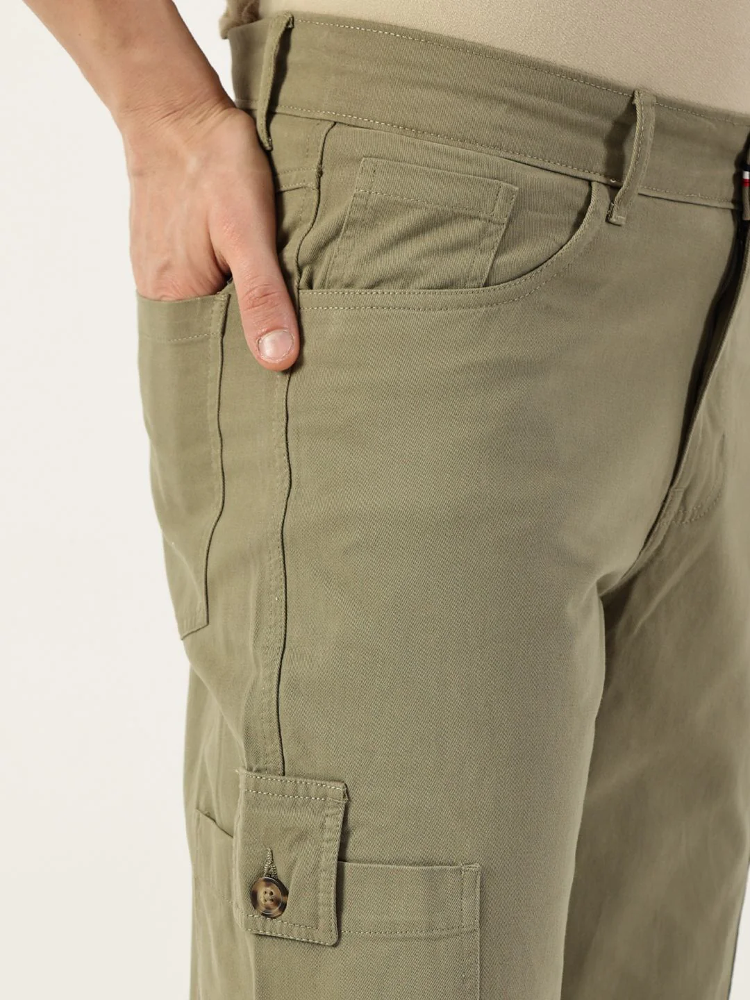 Thomas Scott Men Smart Slim Fit Easy Wash Cotton Cargos - Image 4