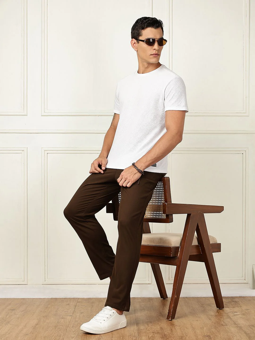 Thomas Scott Men Smart Straight Fit Mid-Rise Chinos Trousers - Image 6