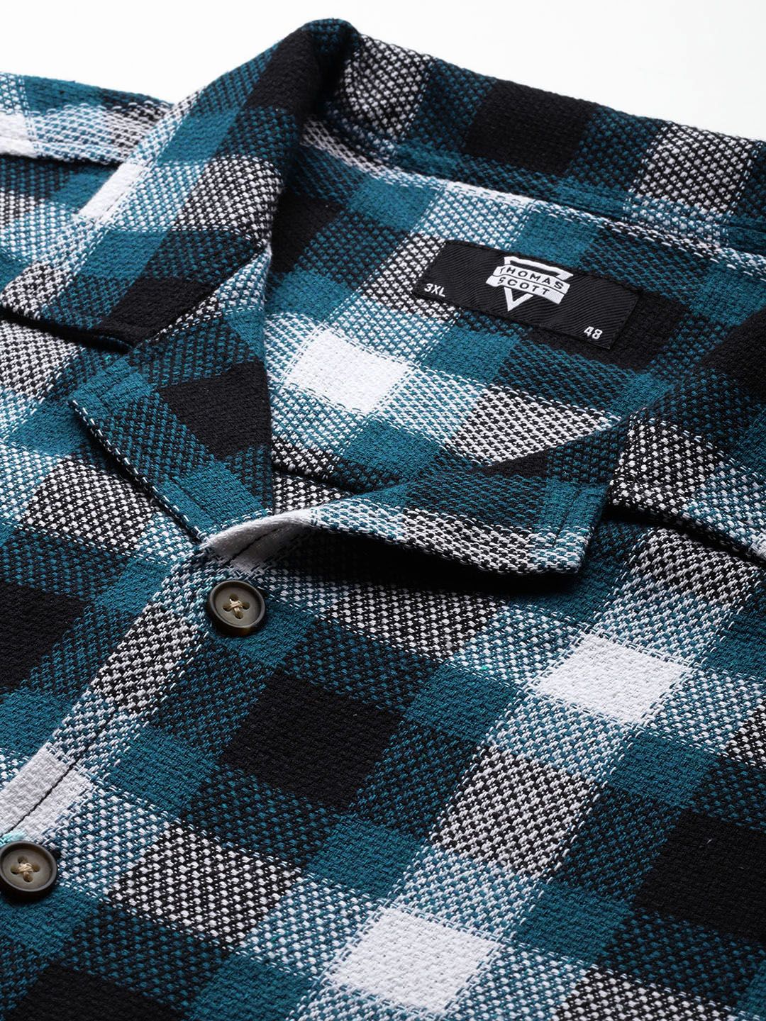 Thomas Scott Plus Size Windowpane Checks Casual Shirt - Image 2
