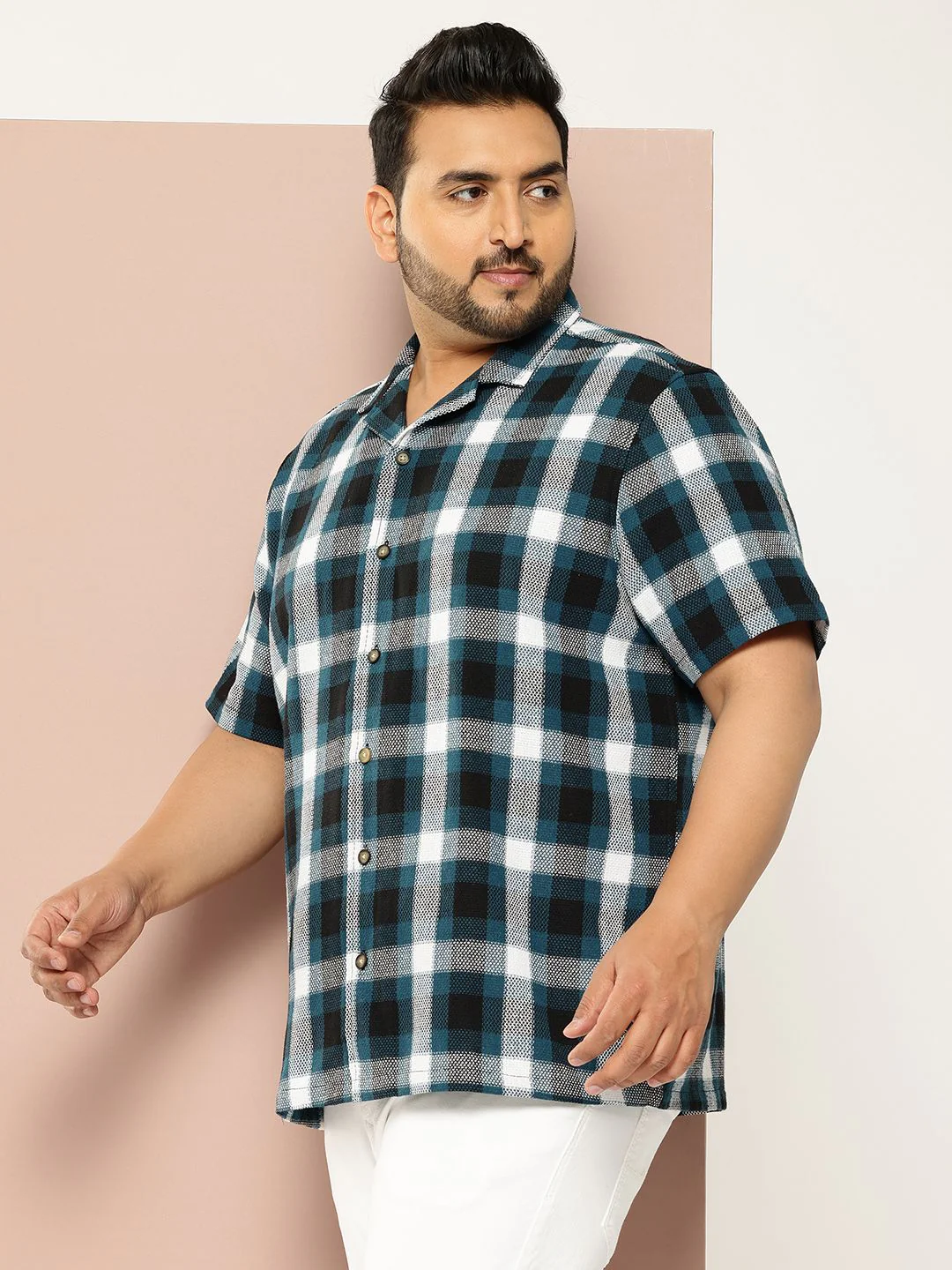Thomas Scott Plus Size Windowpane Checks Casual Shirt - Image 3