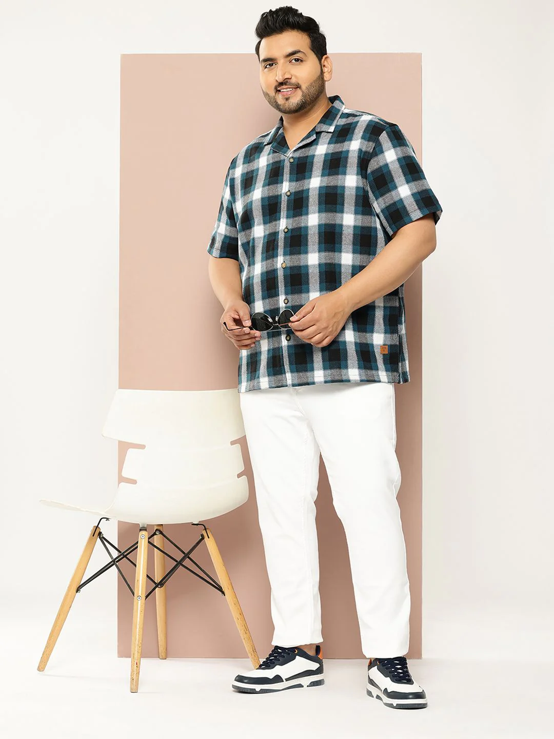 Thomas Scott Plus Size Windowpane Checks Casual Shirt - Image 4