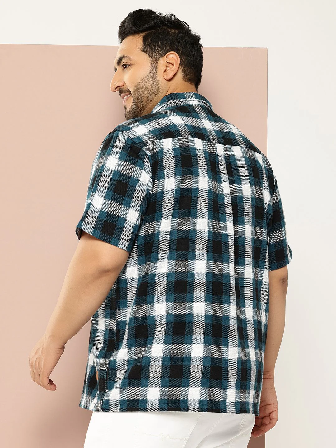 Thomas Scott Plus Size Windowpane Checks Casual Shirt - Image 5