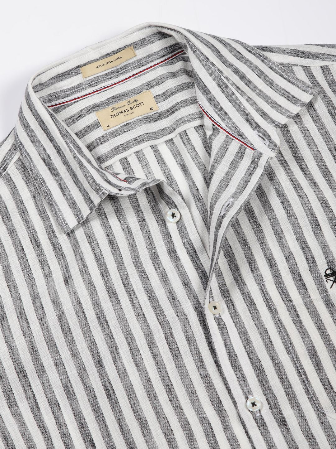 Thomas Scott Premium Linen Slim Fit Striped Spread Collar Casual Shirt - Image 2