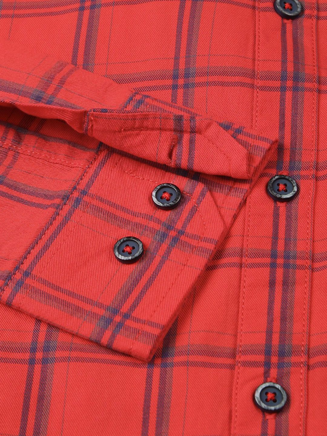 Thomas Scott Slim Fit Checked Spread Collar Long Sleeves Cotton Casual Shirt - Image 7