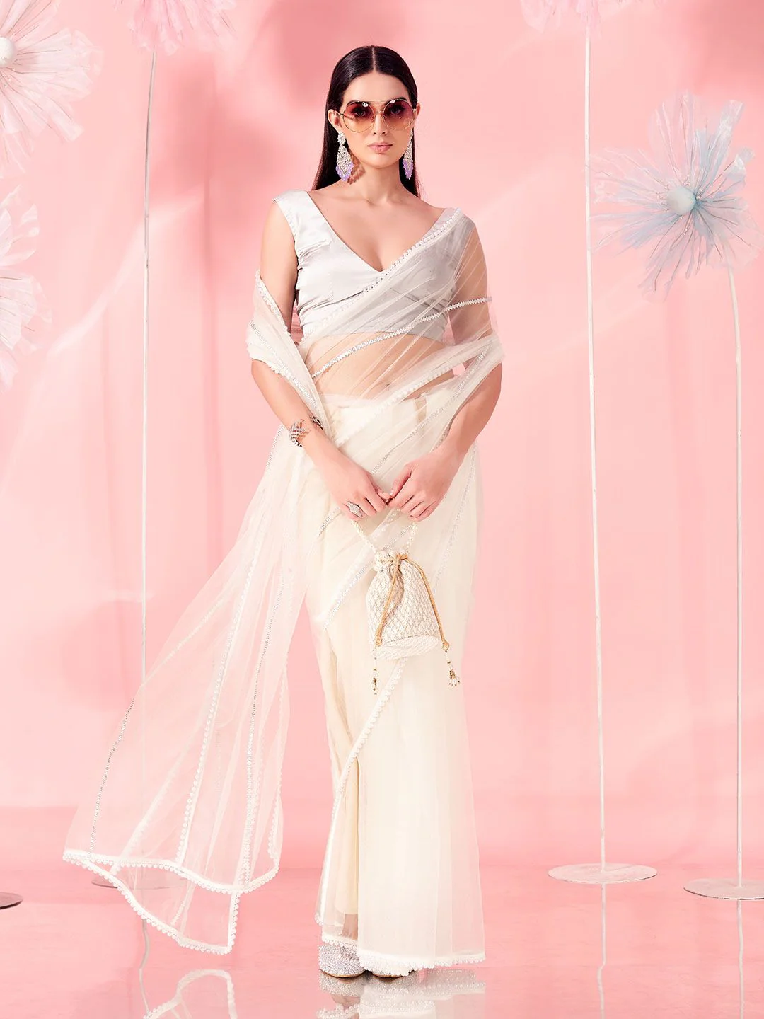 Tikhi Imli Embellished Beads and Stones Saree - Image 5