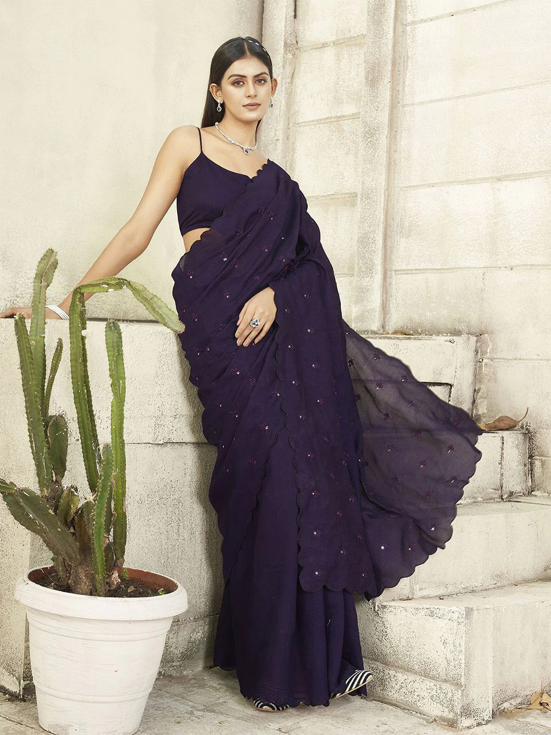 Tikhi Imli Embroidered Mirror Work Saree
