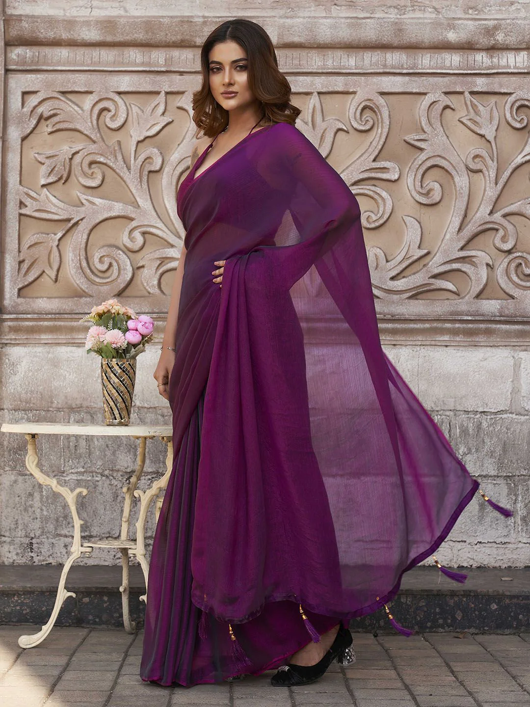 Tikhi Imli Poly Chiffon Saree - Image 2