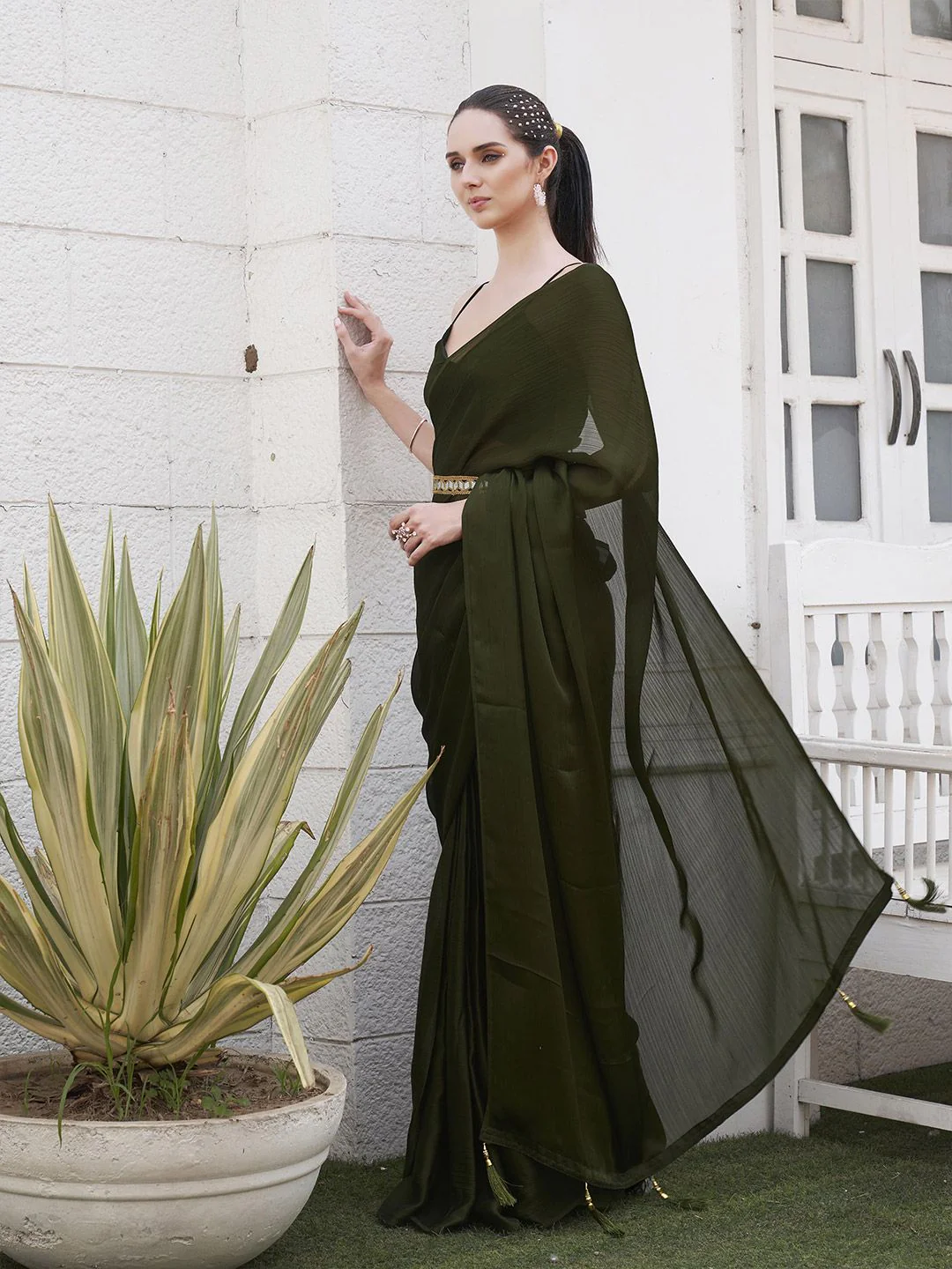 Tikhi Imli Satin Belted Saree - Image 2