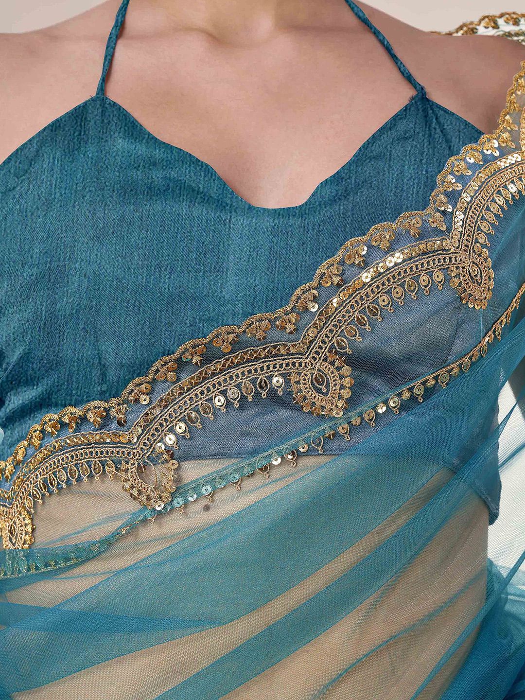 Tikhi Imli Sequinned Net Saree - Image 6