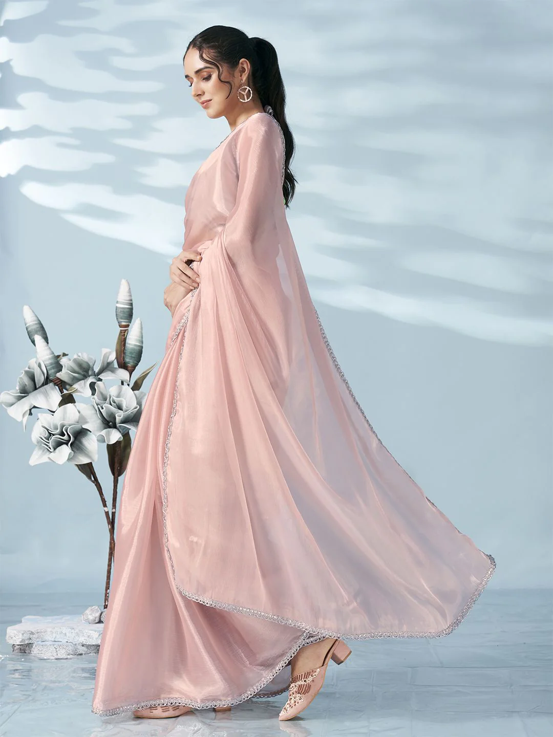 Tikhi Imli Sequinned Satin Saree - Image 2