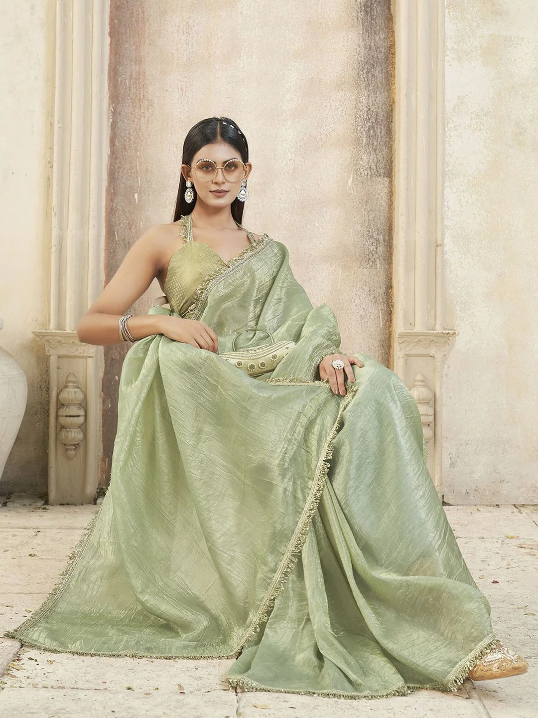 Tikhi Imli Solid Embroidered Saree - Image 5