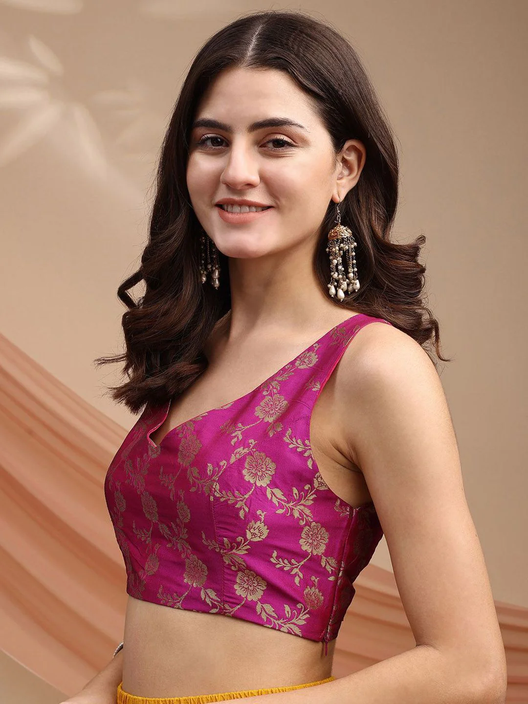 Tikhi Imli Woven Design Brocade Saree Blouse - Image 3