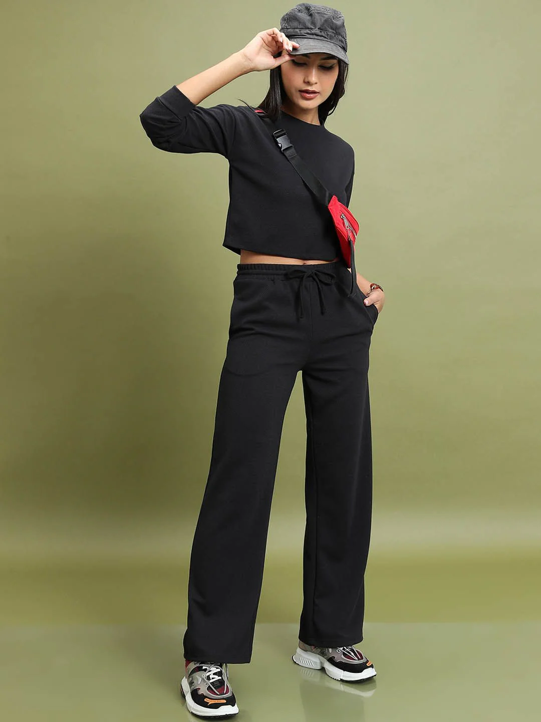 Tokyo Talkies Black Round Neck Crop Top & Trousers - Image 6