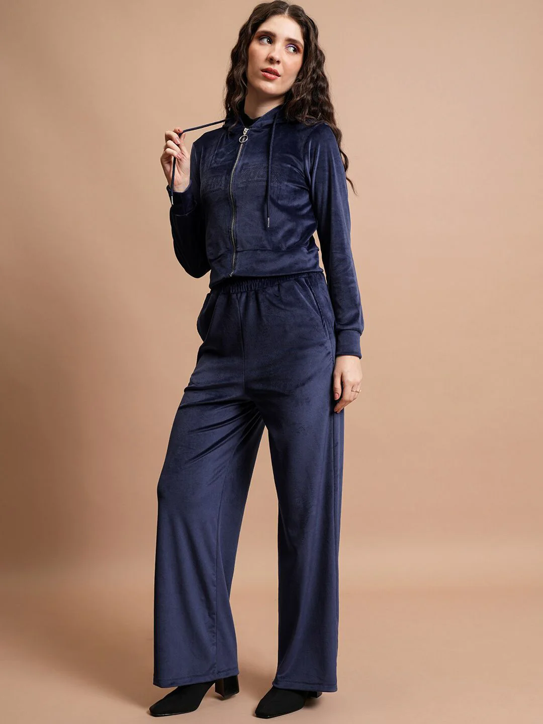 Tokyo Talkies Crop Hooded Sweatshirt & Wide Leg Trousers