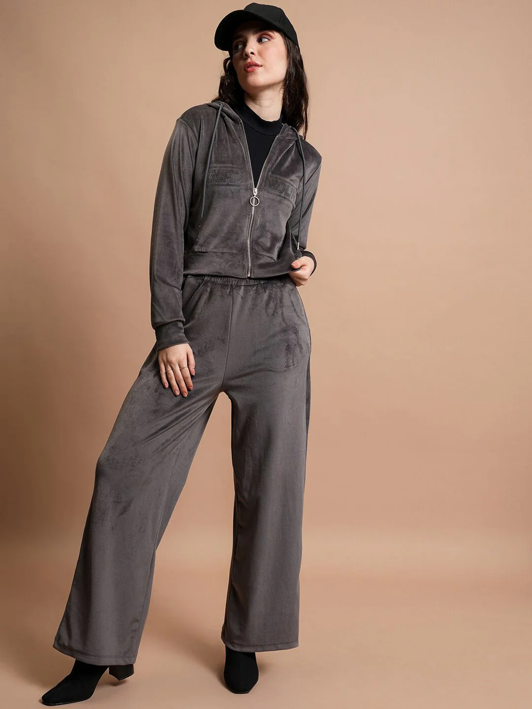 Tokyo Talkies Embellished Hooded Cropped Sweatshirt & Wide Leg Trousers - Image 6