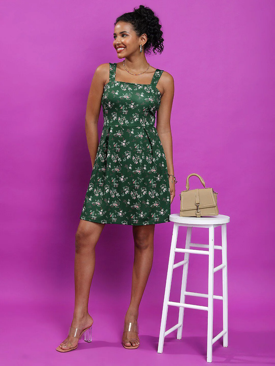 Tokyo Talkies Floral Printed Pleated A-Line Mini Dress - Image 6