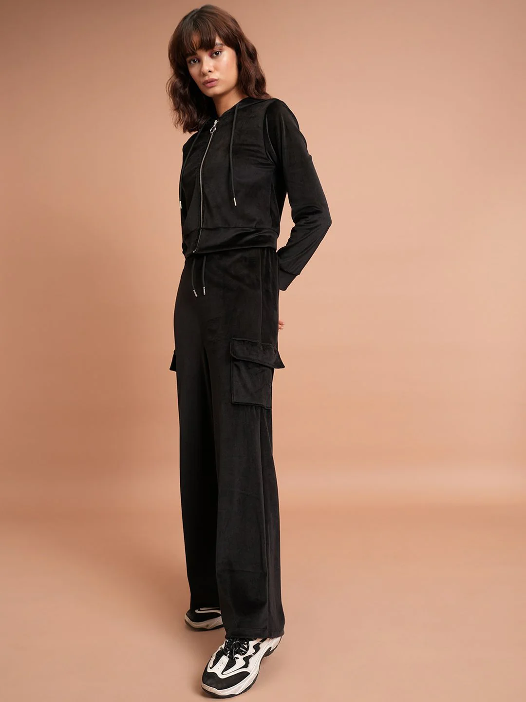 Tokyo Talkies Hooded Crop Sweatshirt & Wide Leg Cargo Trousers - Image 3