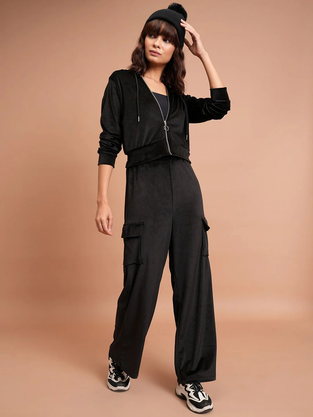 Tokyo Talkies Hooded Crop Sweatshirt & Wide Leg Cargo Trousers - Image 4