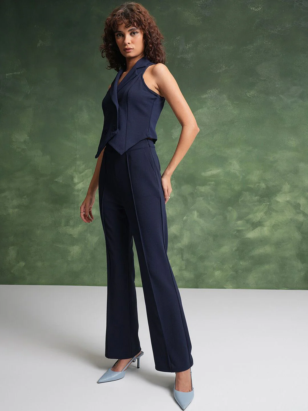 Tokyo Talkies Notched Lapel-Collar Waistcoat With Trousers - Image 5