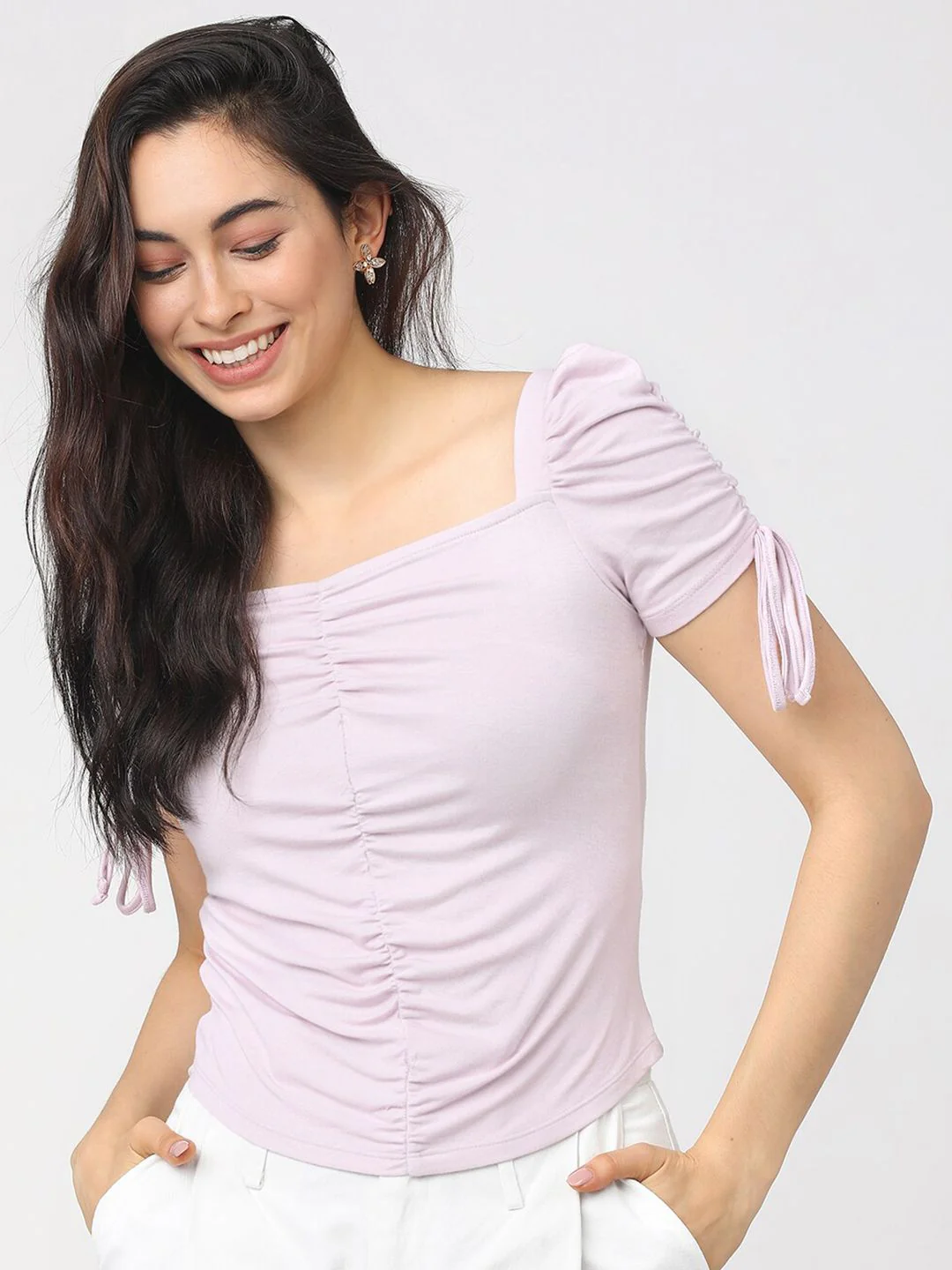 Tokyo Talkies Purple Solid Regular Top