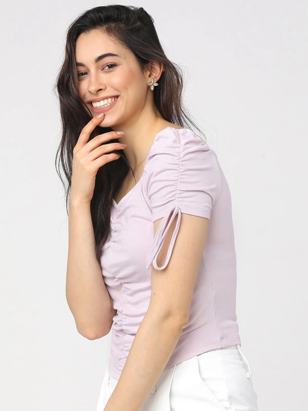 Tokyo Talkies Purple Solid Regular Top - Image 5