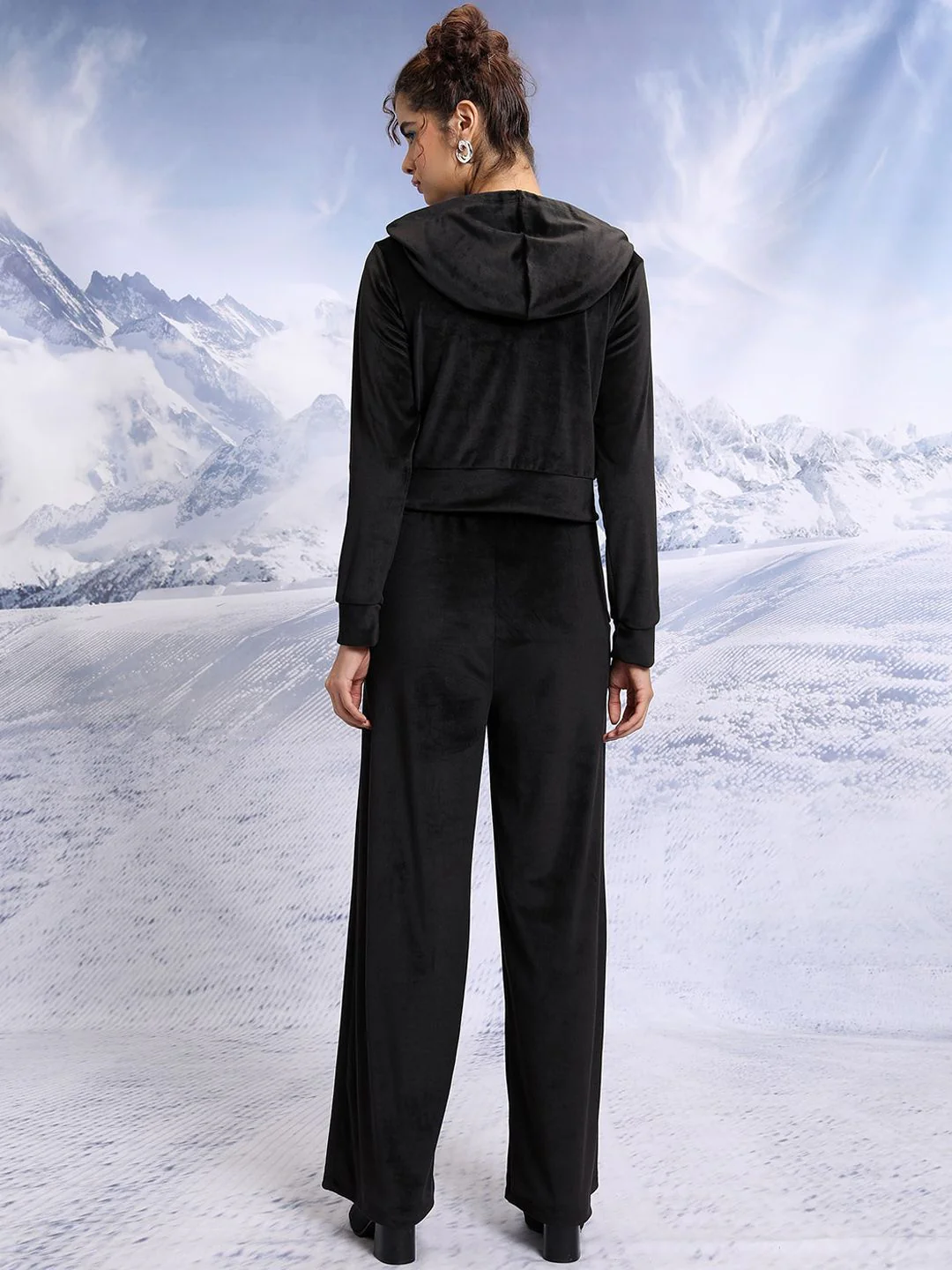 Tokyo Talkies Tube Top with Hooded Sweatshirt and Wide Leg Trouser - Image 4
