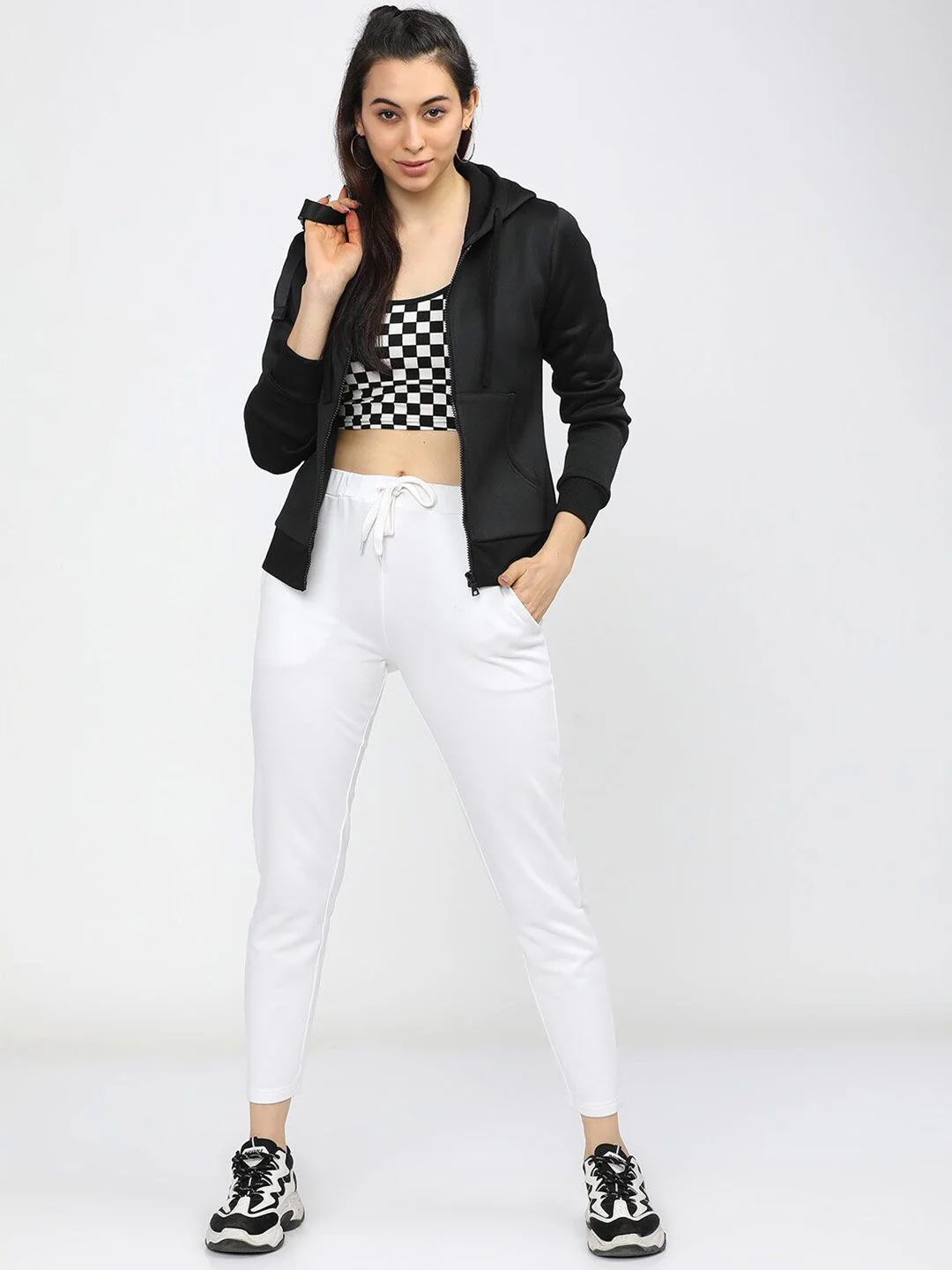 Tokyo Talkies Women Black Hooded Sweatshirt - Image 6